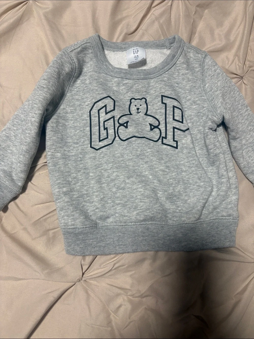 GAP Light Heather Gray Sweatshirt with Bear Logo